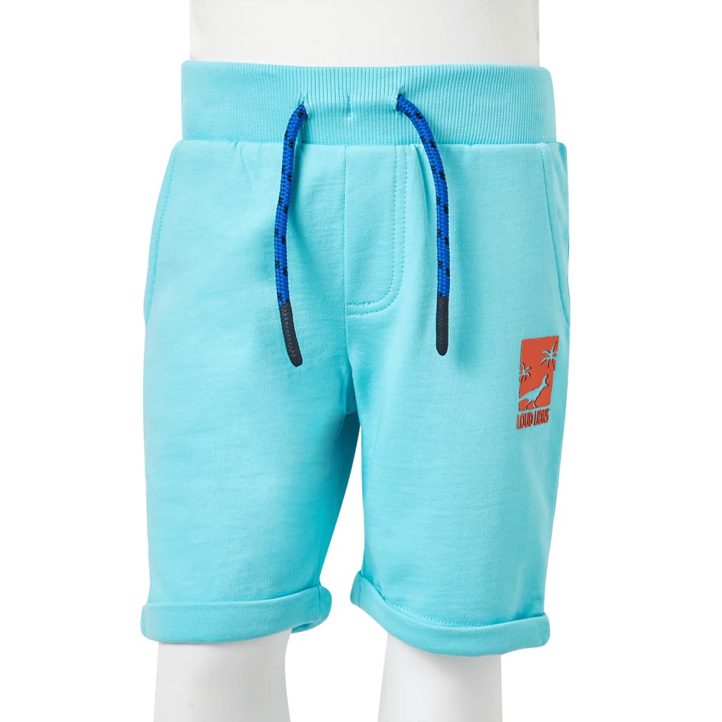 Children's shorts with drawstring, aqua blue, 92