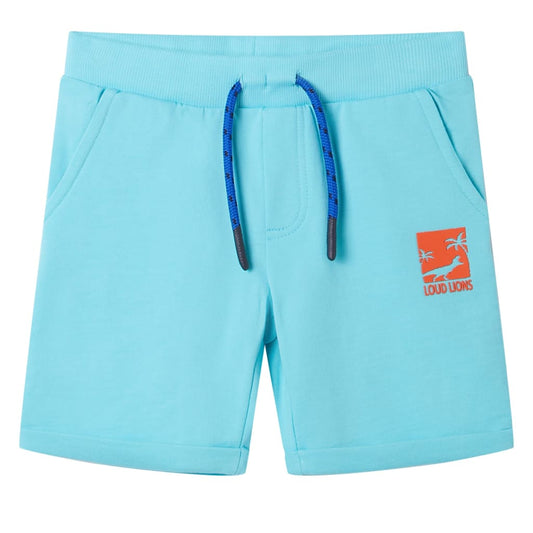 Children's shorts with drawstring, aqua blue, 128