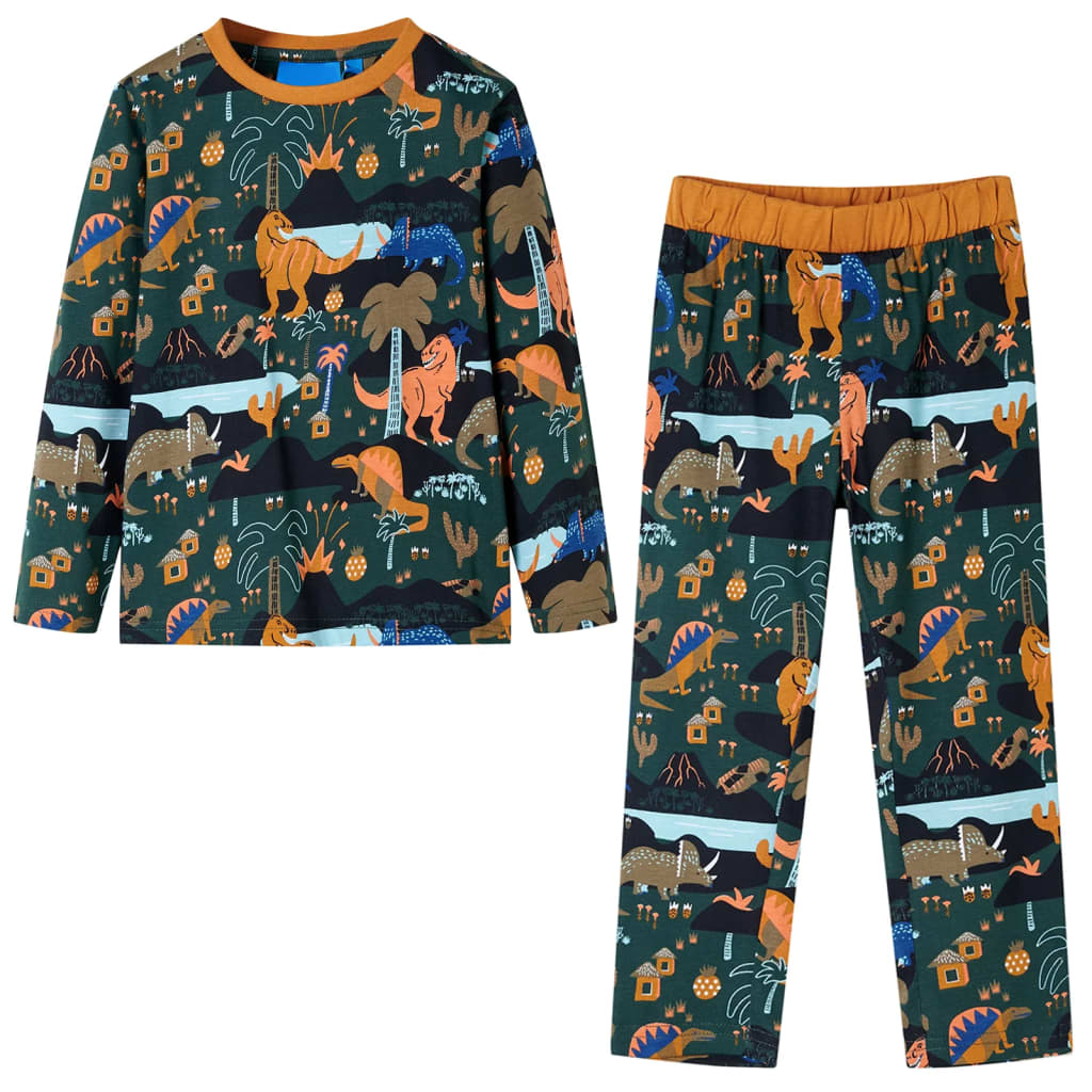 Children's pajamas, long sleeves, dark green, 104