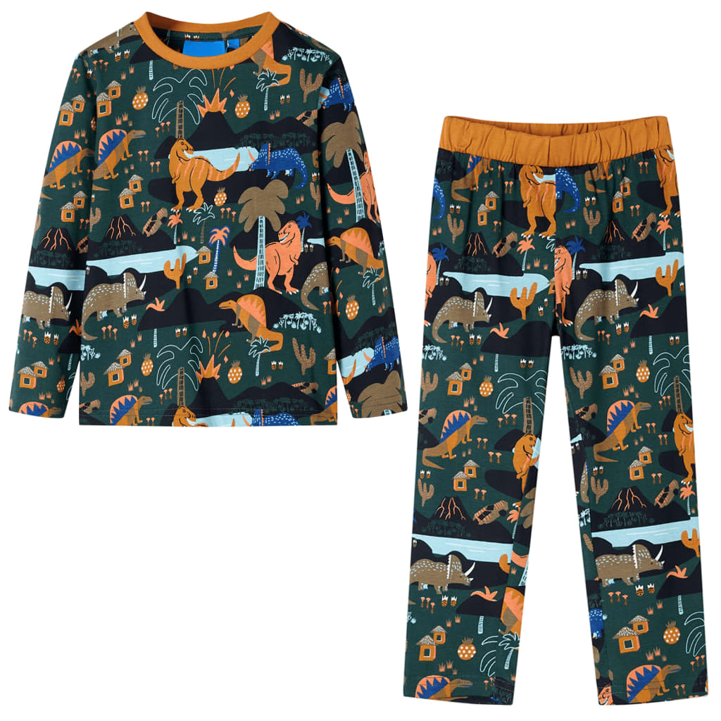 Children's pajamas, long sleeves, dark green, 128