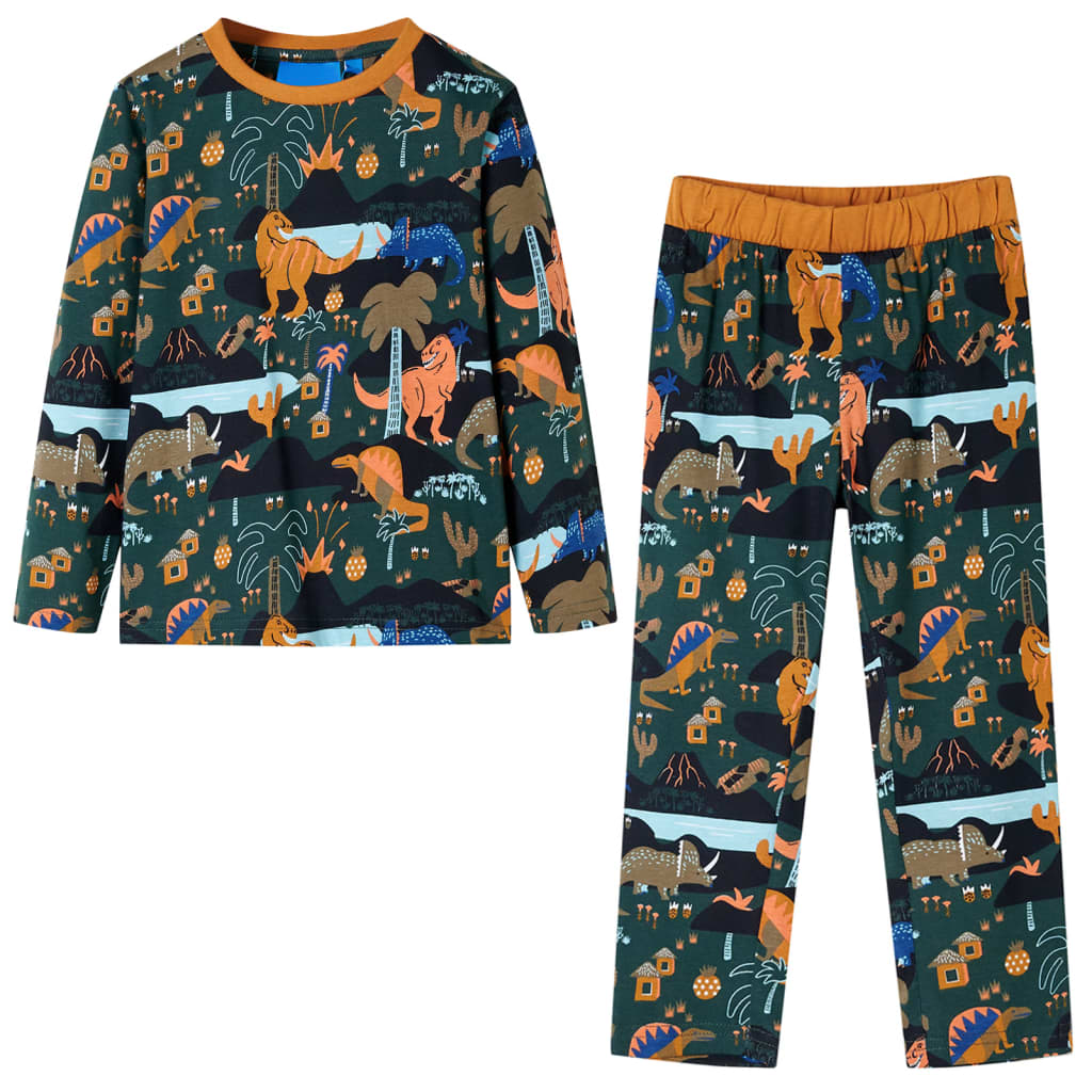 Children's pajamas, long sleeves, dark green, 140