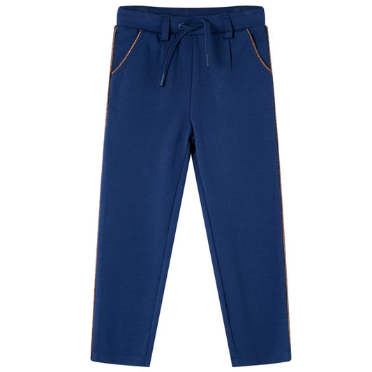 Children's trousers with drawstring, navy blue, 128