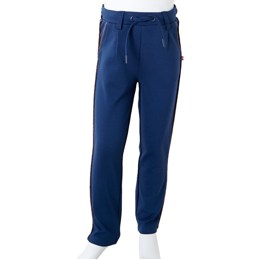 Children's trousers with drawstring, dark blue, 140