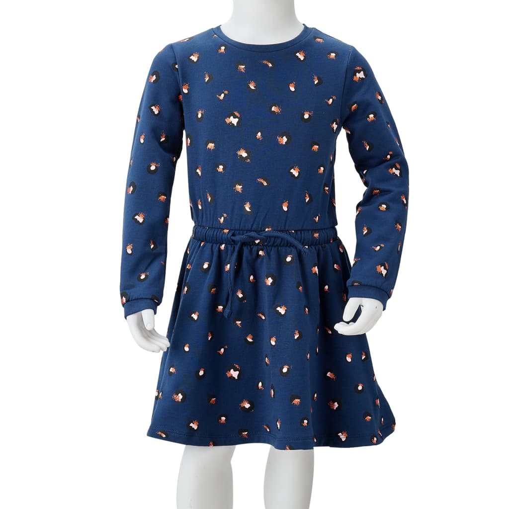 Long-sleeved children's dress, navy blue, 92