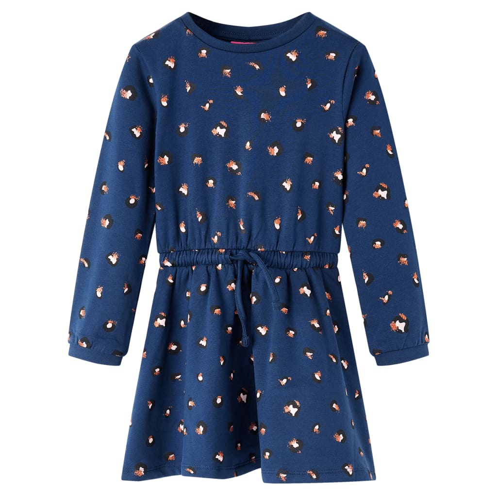 Long-sleeved children's dress, navy blue, 104