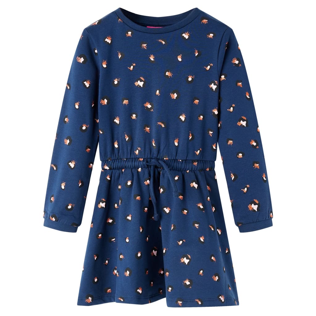 Long-sleeved children's dress, navy blue, 116