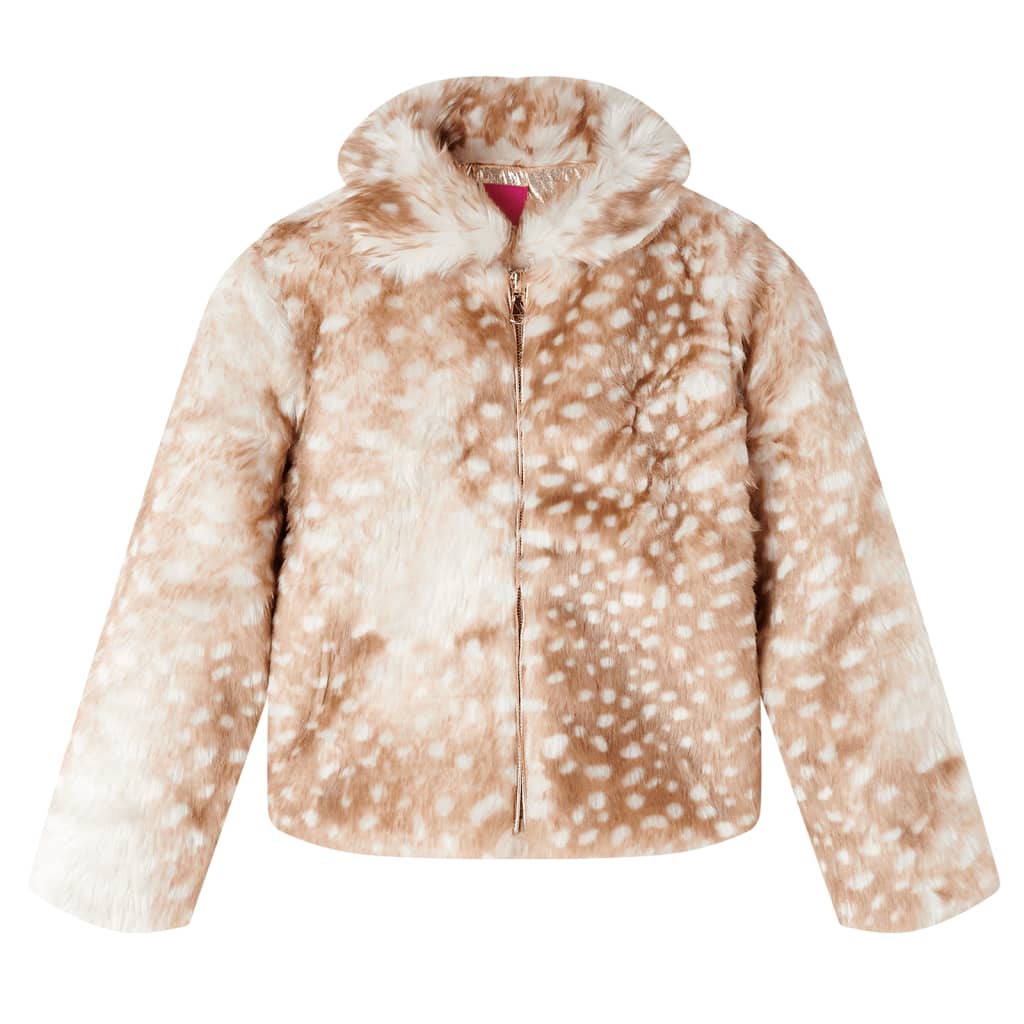 Children's faux fur coat, cognac brown, 92