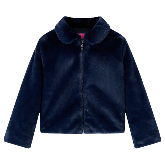 Children's faux fur coat, navy blue, 92