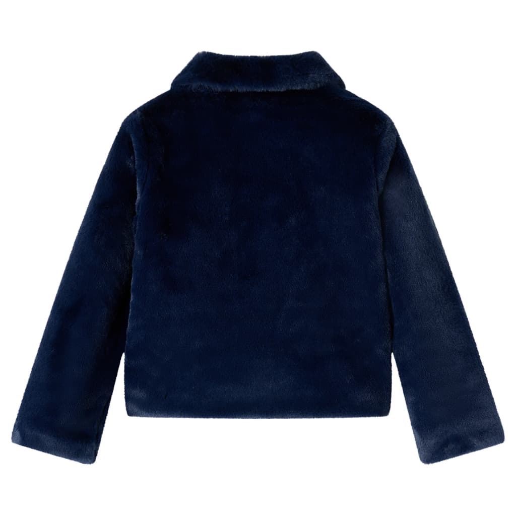 Children's faux fur coat, navy blue, 92