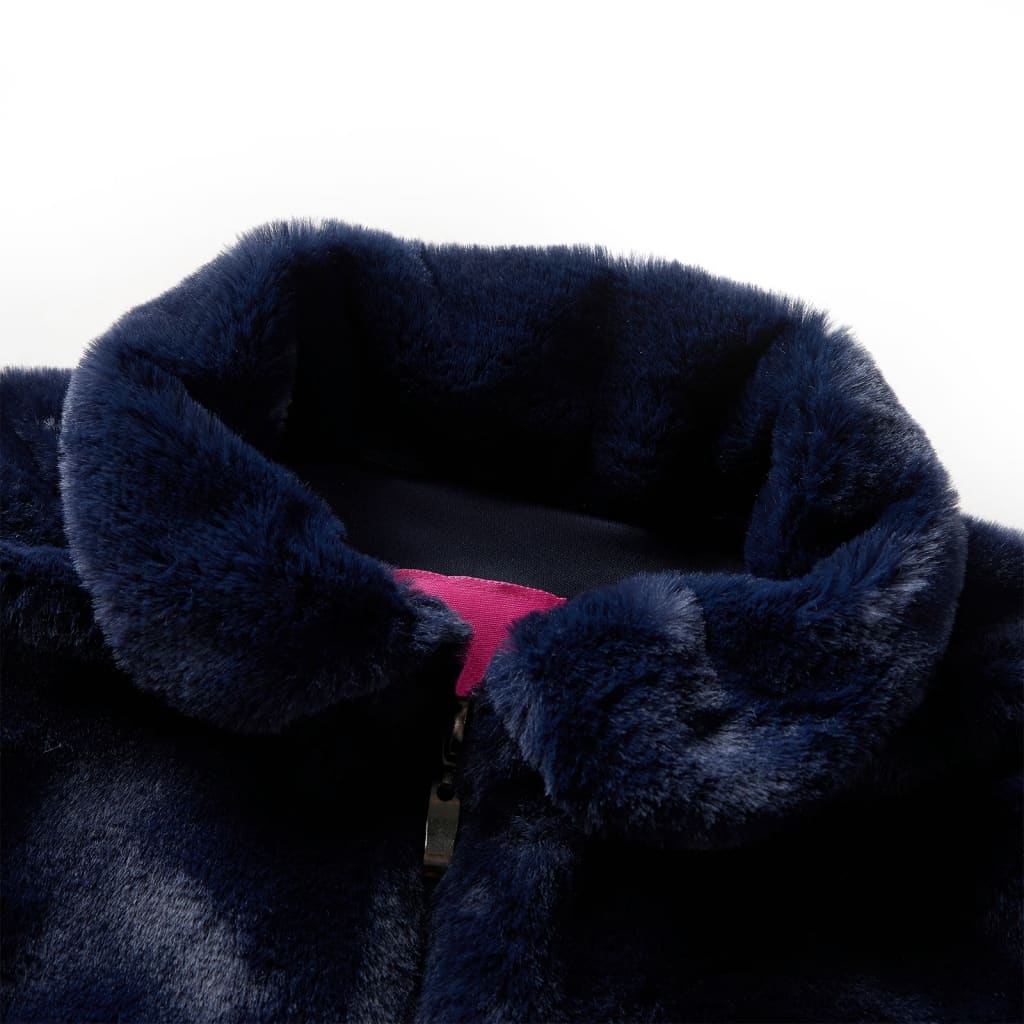 Children's faux fur coat, navy blue, 92