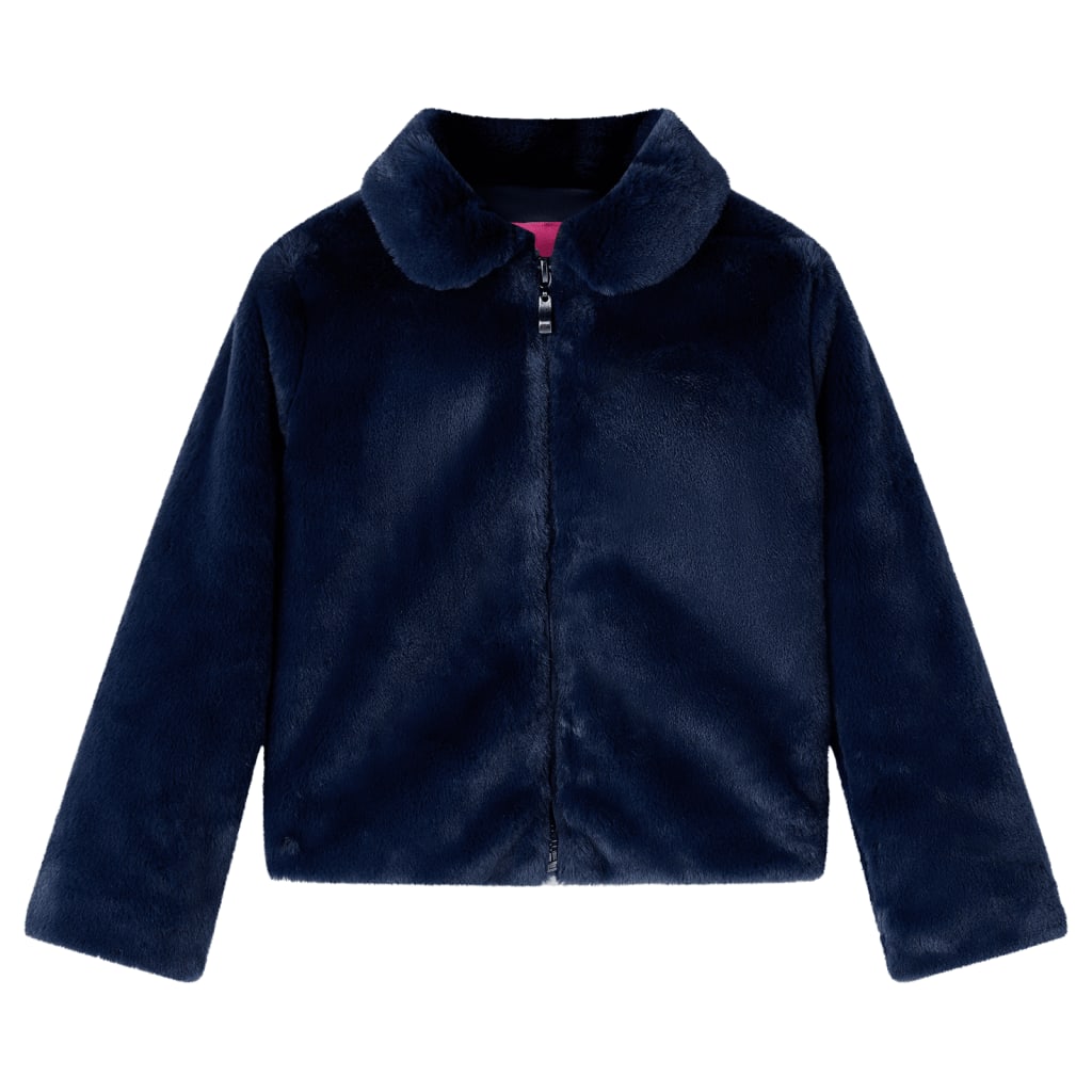 Children's faux fur coat, navy blue, 104