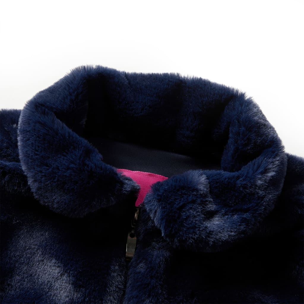 Children's faux fur coat, navy blue, 104