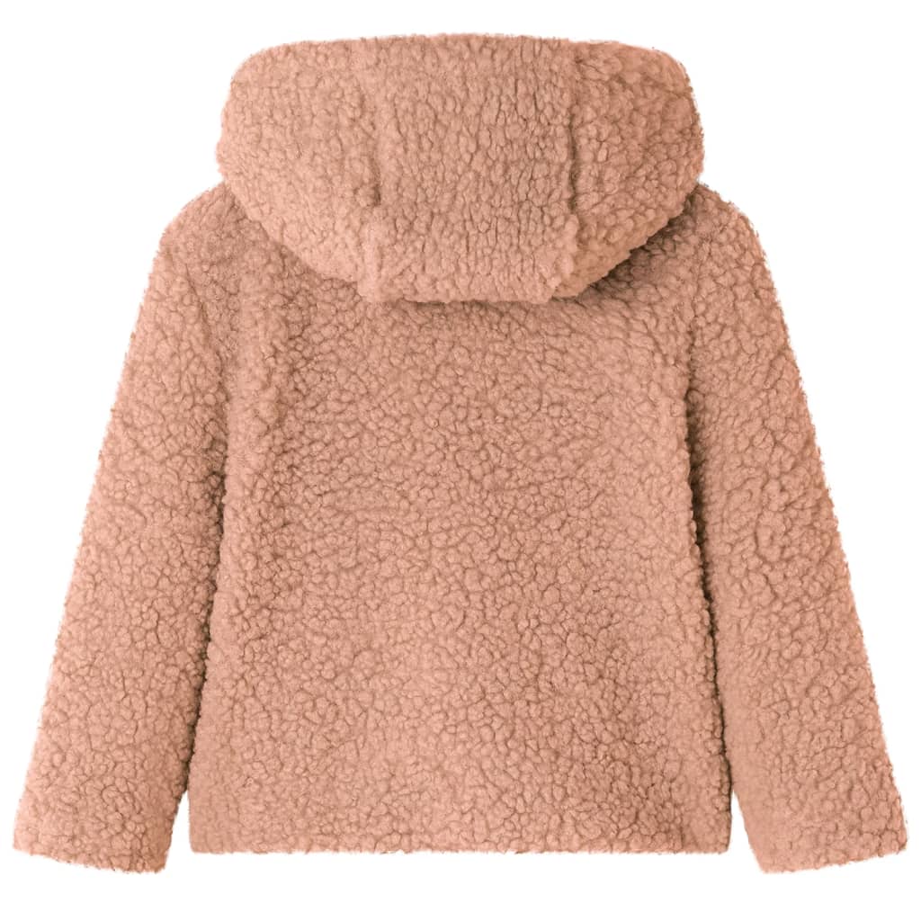 Children's hooded jacket, faux fur, light cognac brown, 92