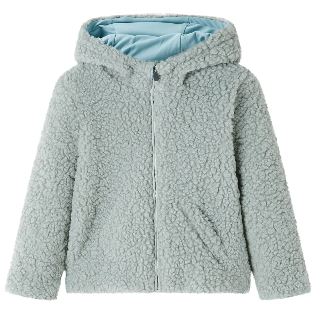 Children's hooded jacket, faux fur, mint green, 92