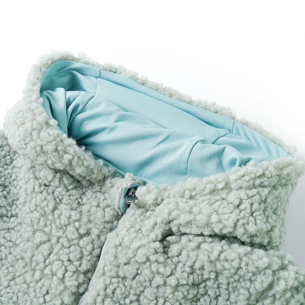 Children's hooded jacket, faux fur, mint green, 104