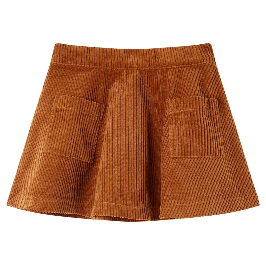 Children's skirt with pockets, velvet, cognac brown, 104