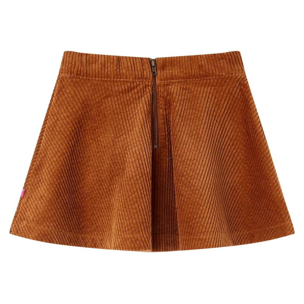 Children's skirt with pockets, velvet, cognac brown, 104