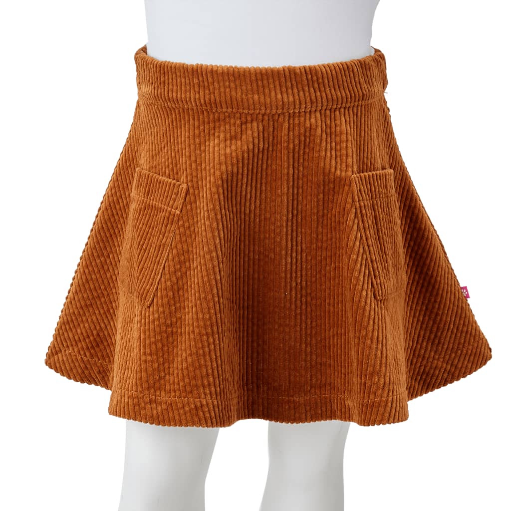 Children's skirt with pockets, velvet, cognac brown, 104