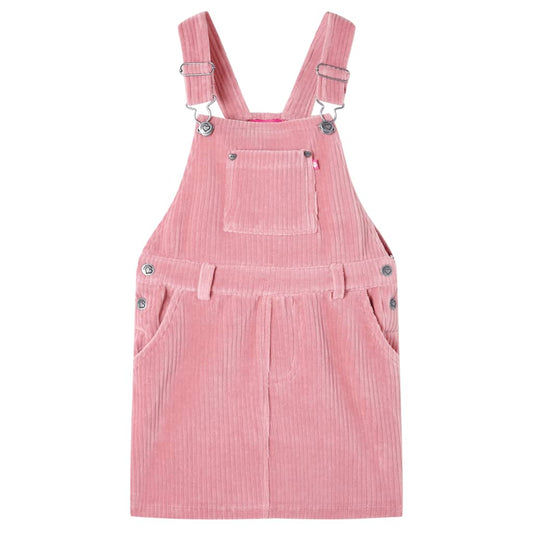 Children's dress with suspenders, velvet, light pink, 116