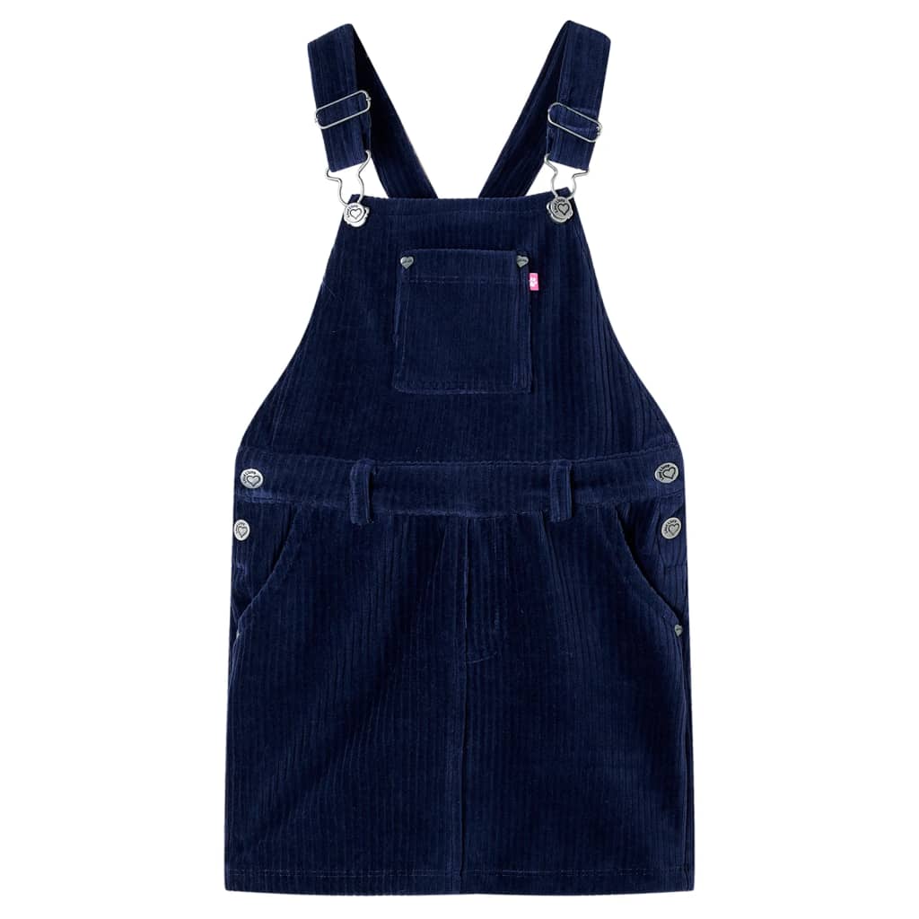 Children's dress with suspenders, velvet, navy blue, 92