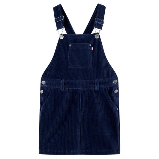 Children's dress with suspenders, velvet, navy blue, 92