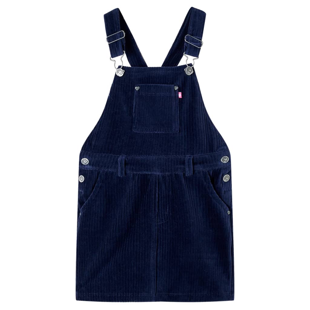 Children's dress with suspenders, velvet, navy blue, 104