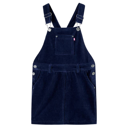 Children's dress with suspenders, velvet, navy blue, 104