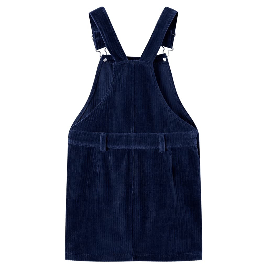 Children's dress with suspenders, velvet, navy blue, 104