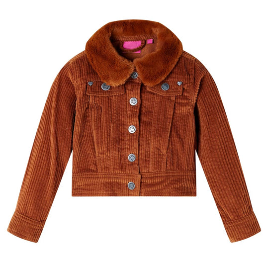 Children's corduroy jacket, cognac brown, 140