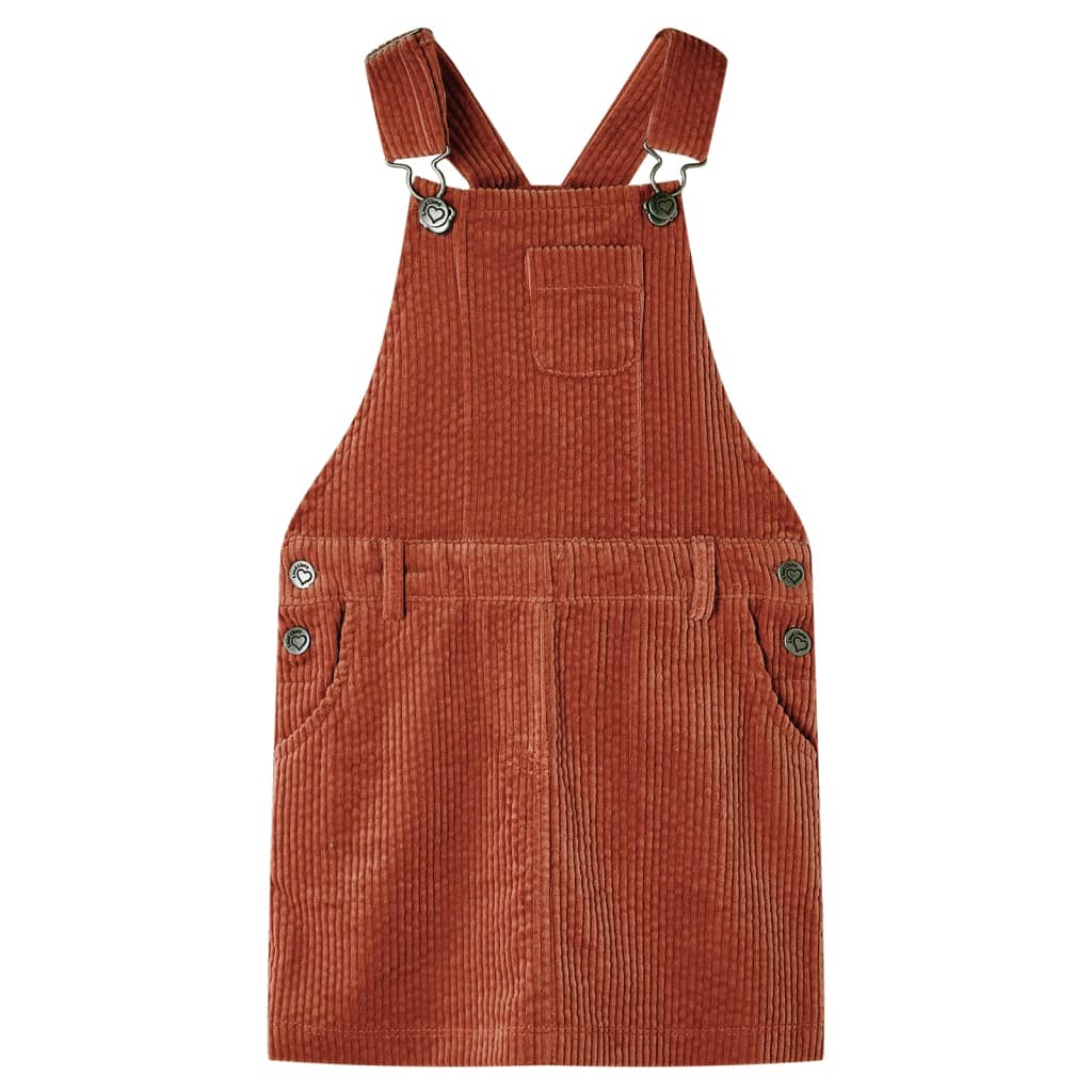 Children's dress with suspenders, velvet, cognac brown, 92