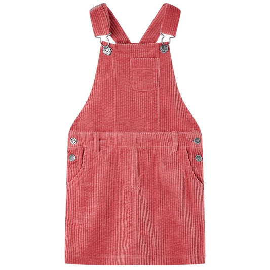 Children's dress with suspenders, velvet, pink, 104