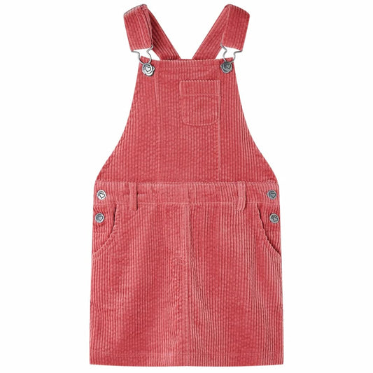 Children's dress with suspenders, velvet, pink, 116