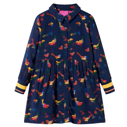 Long-sleeved children's dress, navy blue, 104