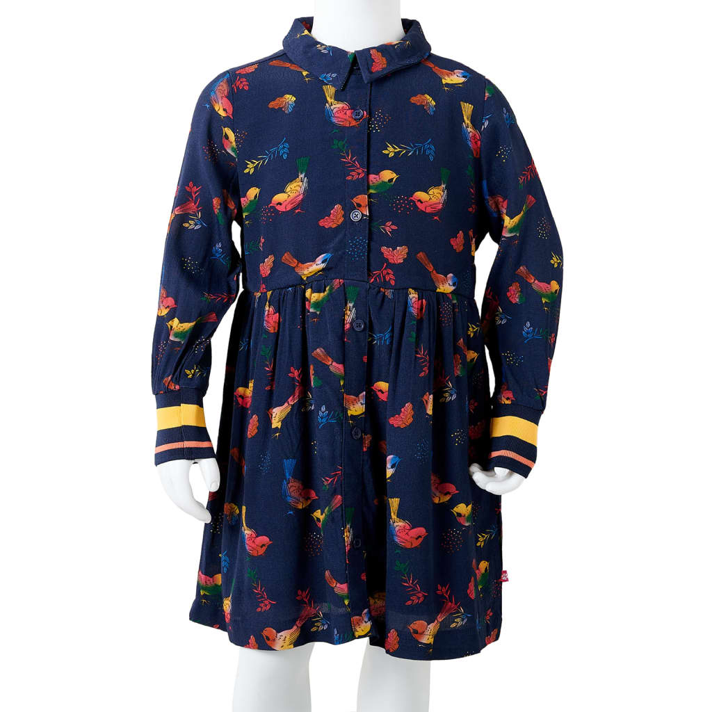 Long-sleeved children's dress, navy blue, 104