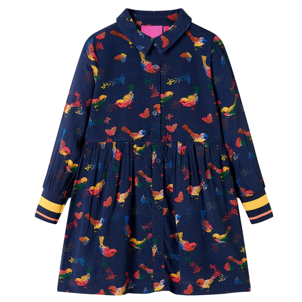 Long-sleeved children's dress, navy blue, 128