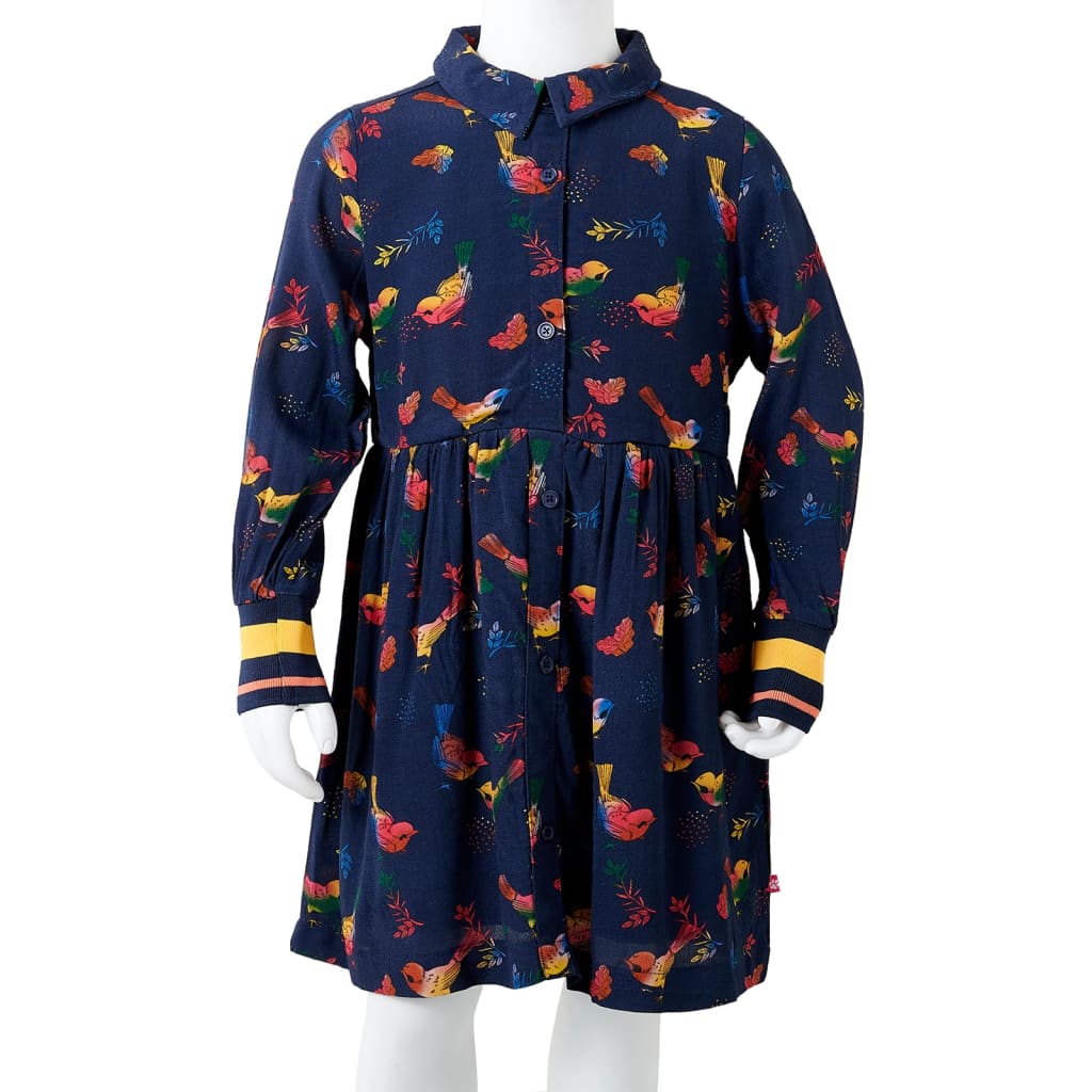 Long-sleeved children's dress, navy blue, 140