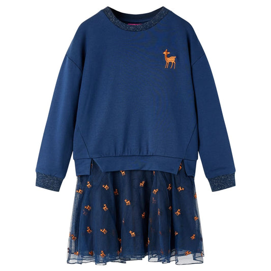 Long-sleeved children's dress, navy blue, 92