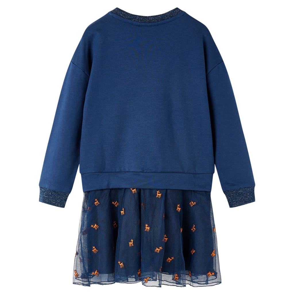 Long-sleeved children's dress, navy blue, 92