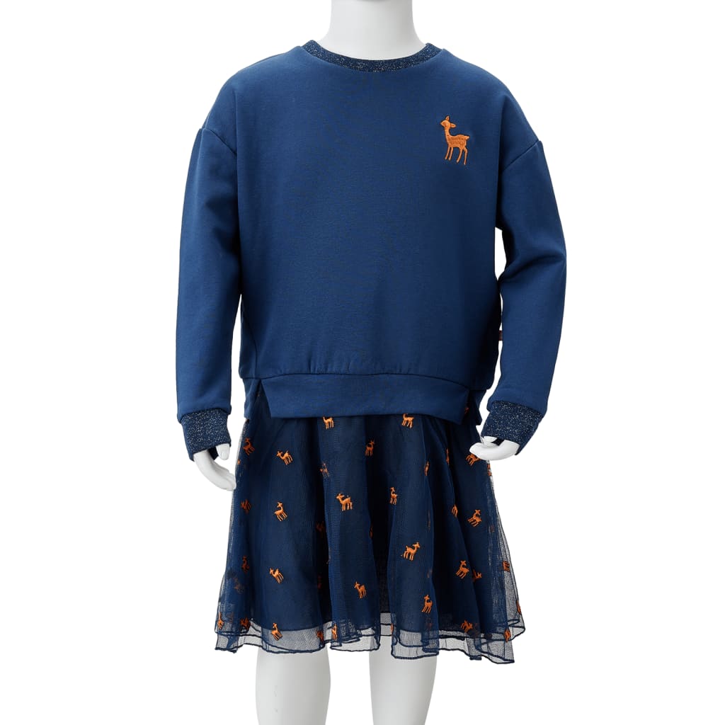 Long-sleeved children's dress, navy blue, 92