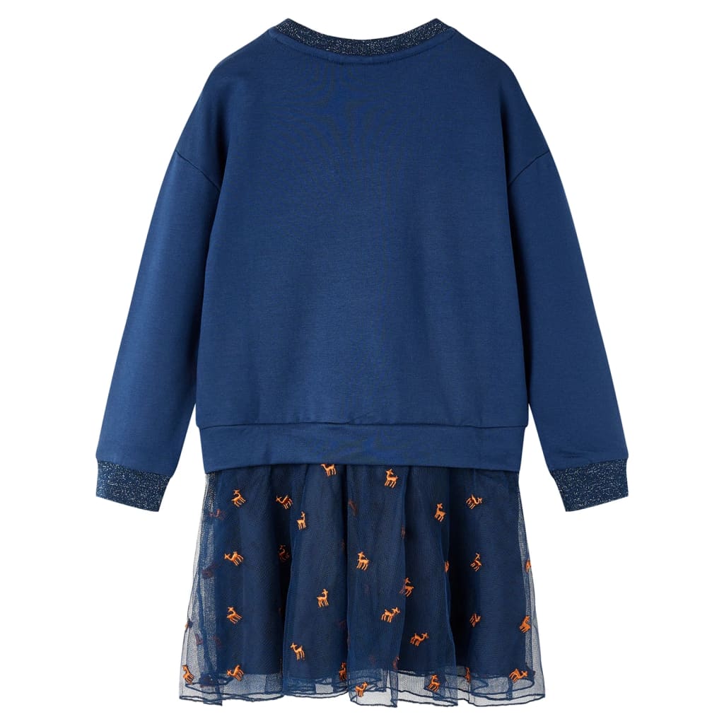 Long-sleeved children's dress, navy blue, 104