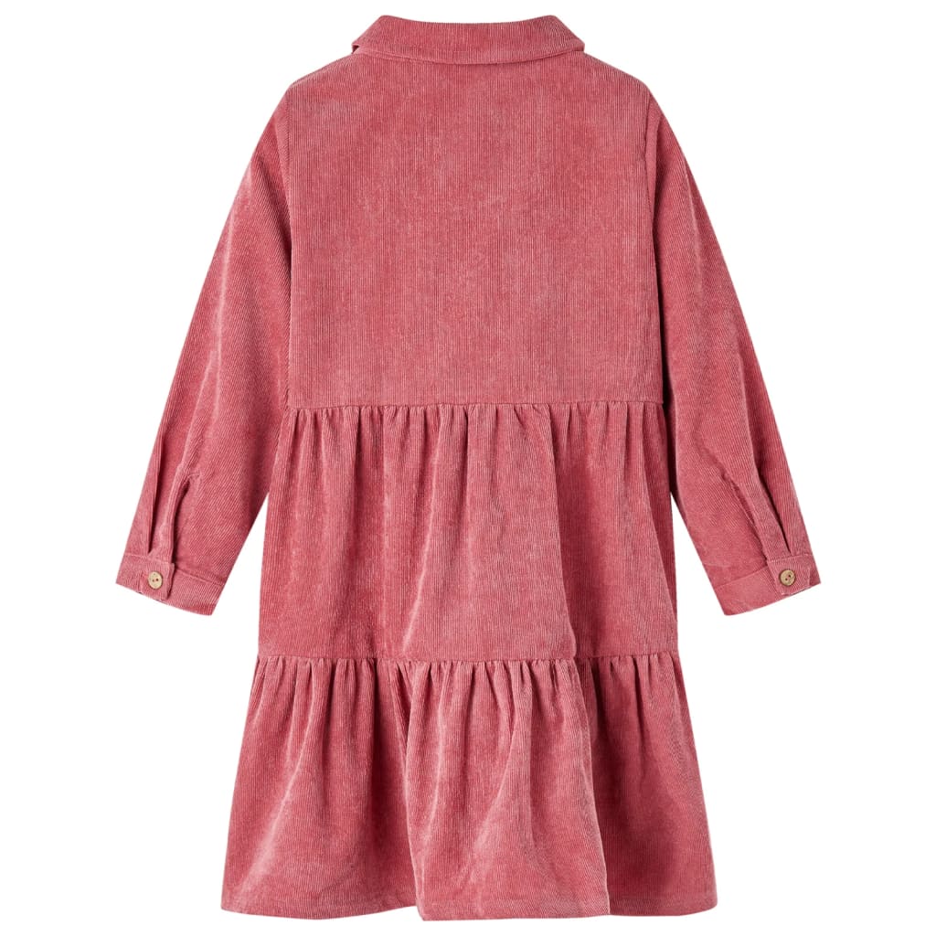 Long-sleeved children's velvet dress, dusty pink, 92