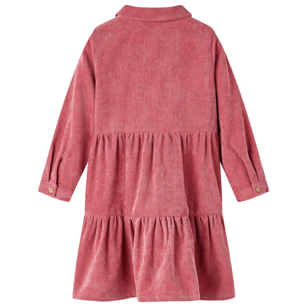 Long-sleeved children's velvet dress, dusty pink, 104