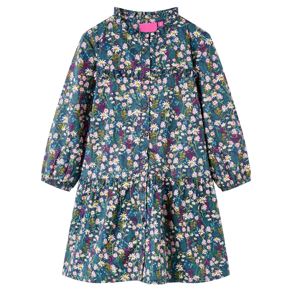 Long-sleeved children's dress, navy blue, 92