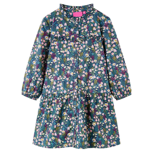 Long-sleeved children's dress, navy blue, 128