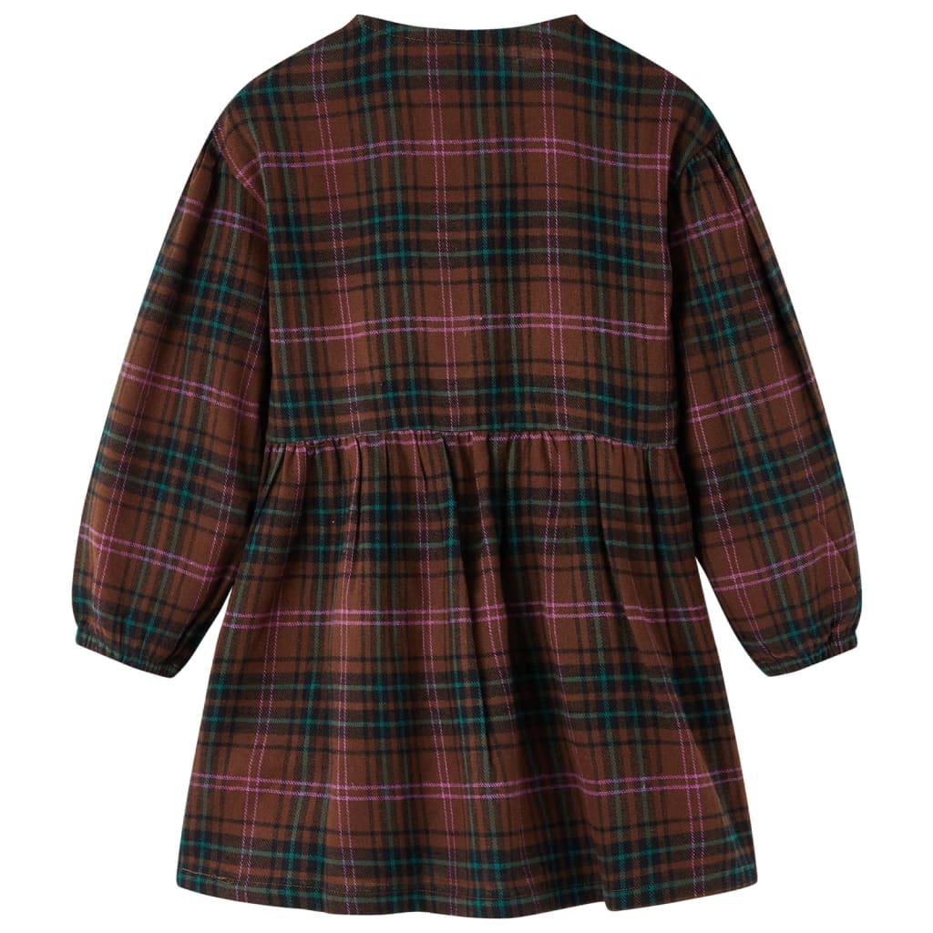 Long-sleeved children's dress, cognac brown, 104