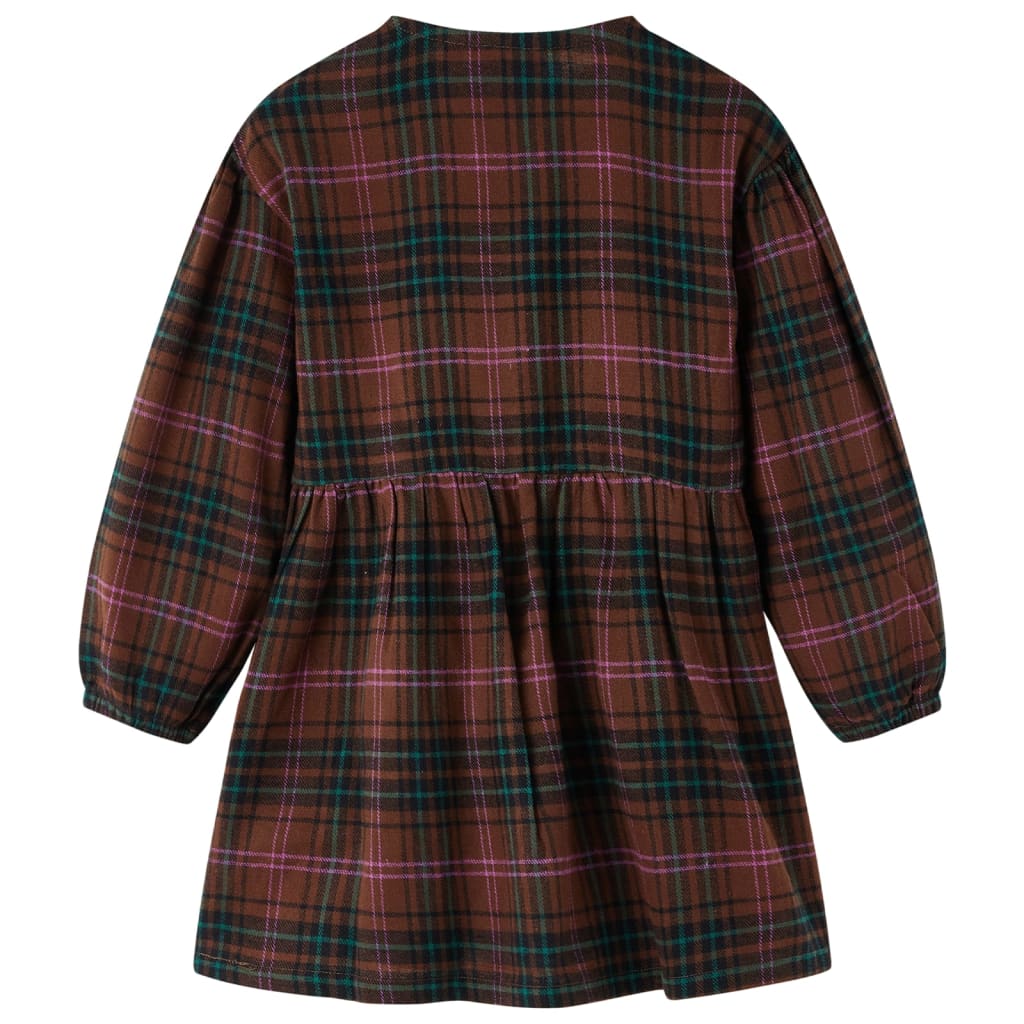 Long-sleeved children's dress, cognac brown, 128