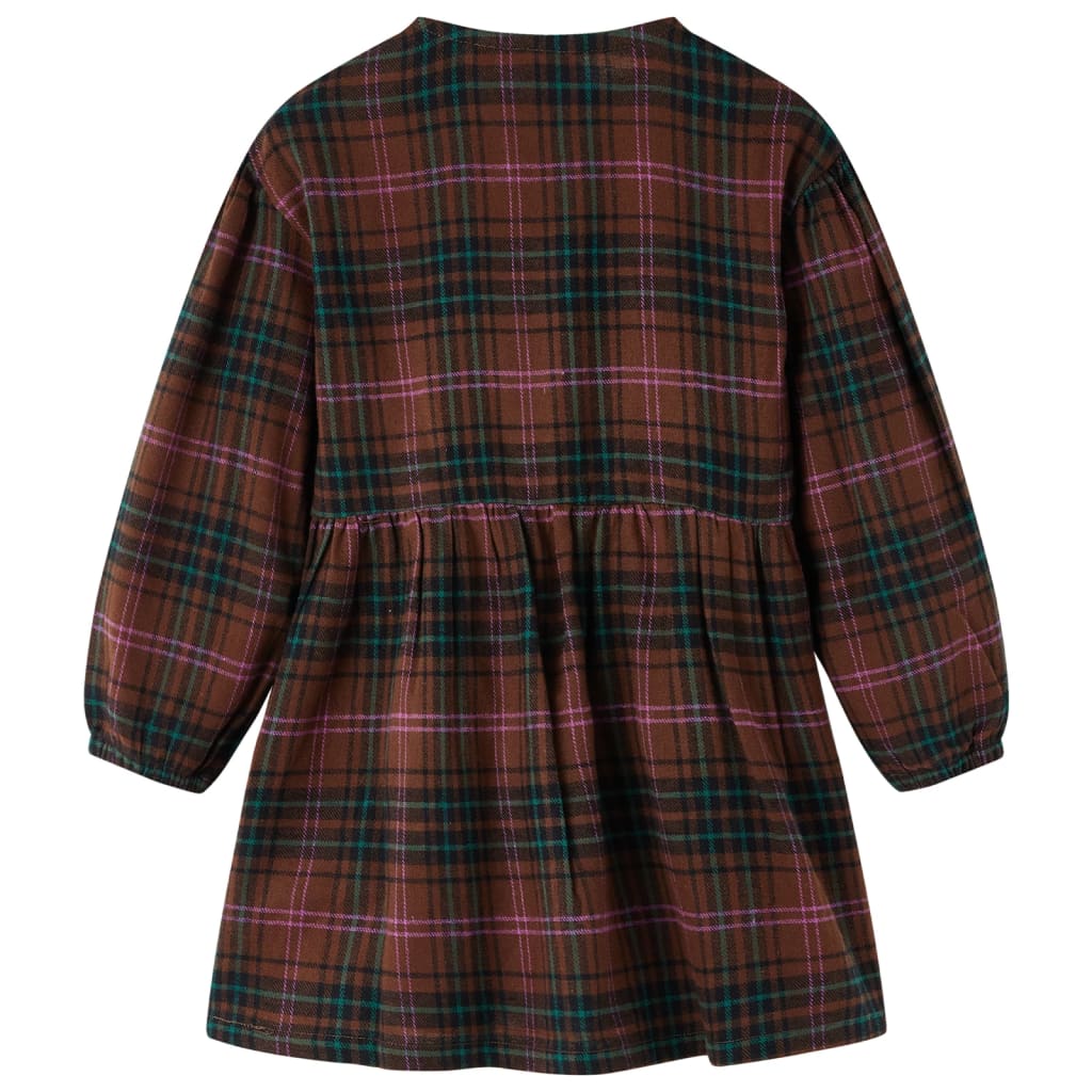 Long-sleeved children's dress, cognac brown, 140