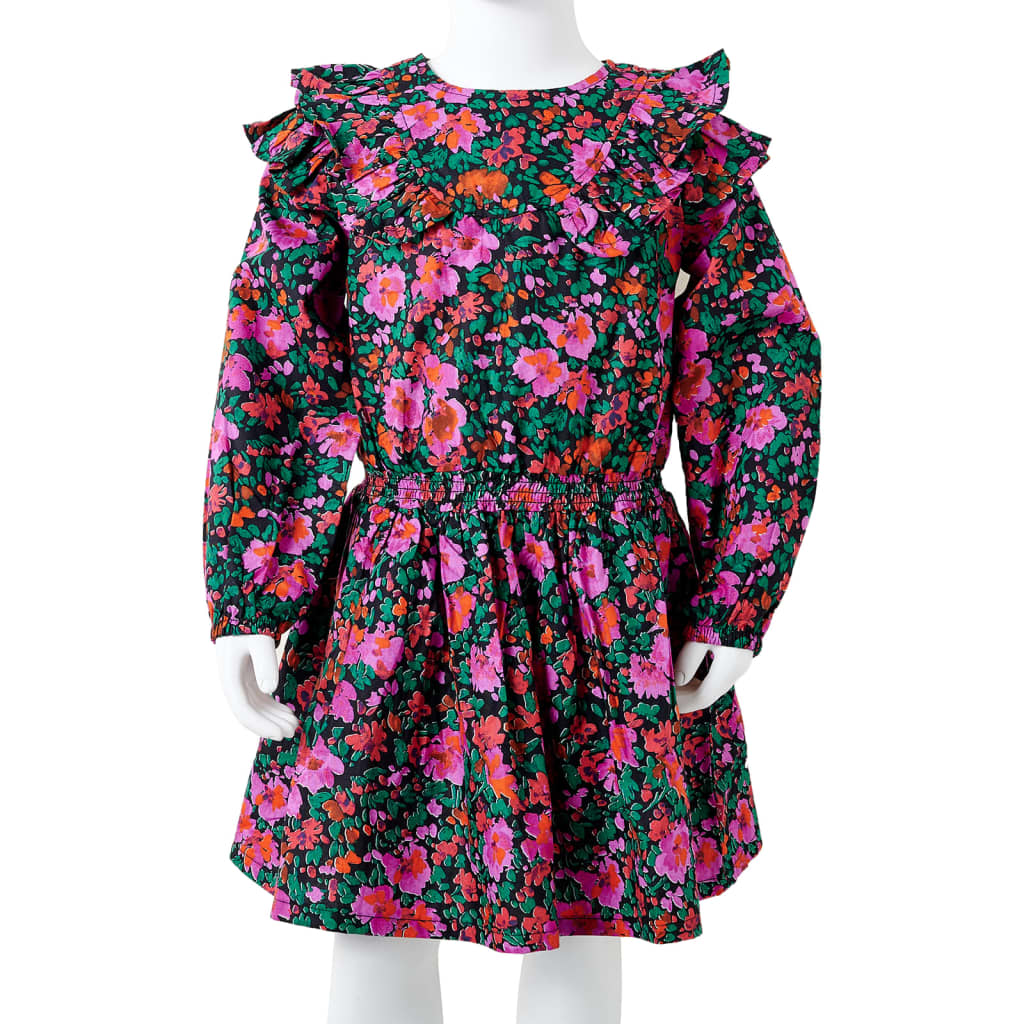 Long-sleeved children's dress, bright pink, 92