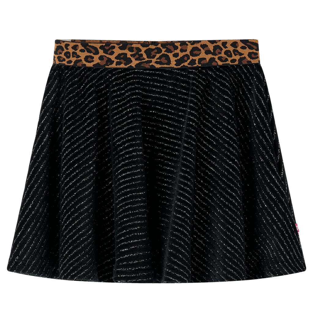 Children's skirt, leopard patterned waistband, black, 92