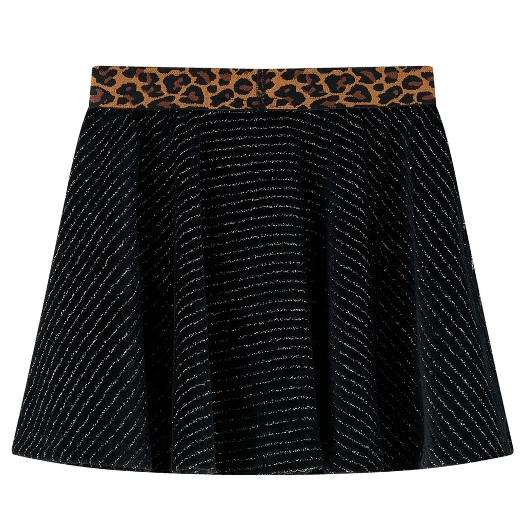 Children's skirt, leopard patterned waistband, black, 92